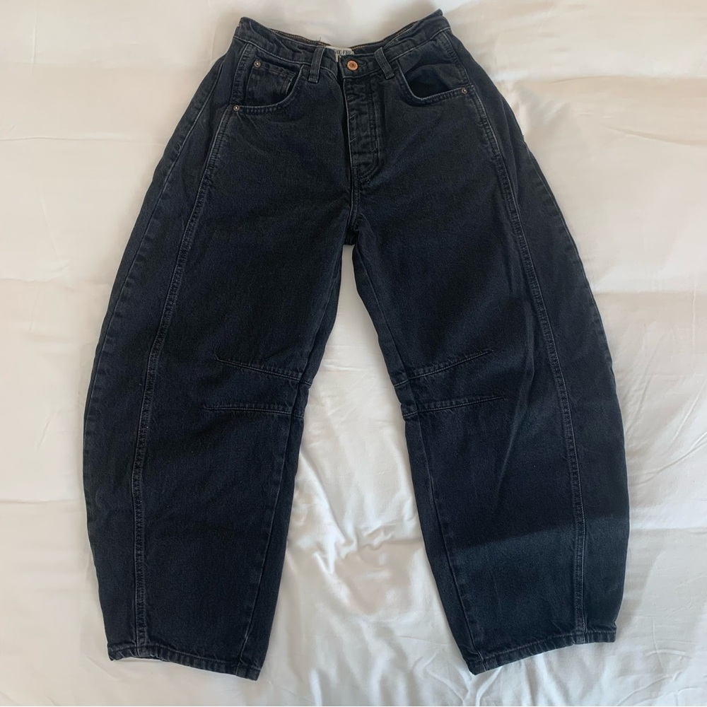 Free People FP We The Free Barrel Jeans Sz 25 Black